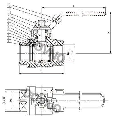 二片式内螺纹结构尺寸图