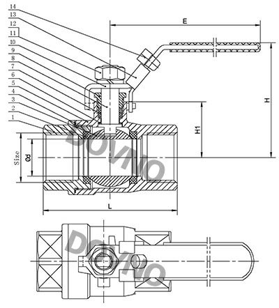 二片式德标螺纹球阀尺寸图