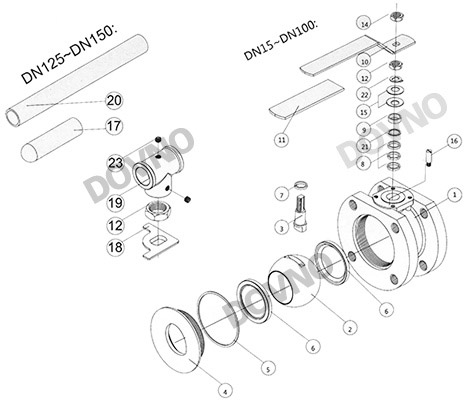 德标对夹球阀结构图