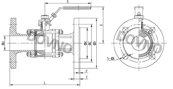 三片式德标球阀尺寸图