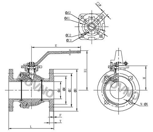 高平台法兰球阀尺寸图