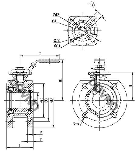 德标高平台对夹阀尺寸图