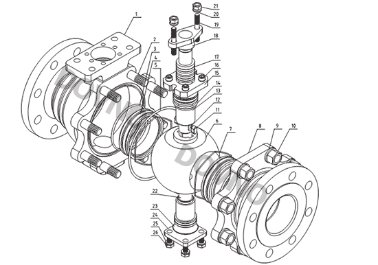 O型切断球阀结构图