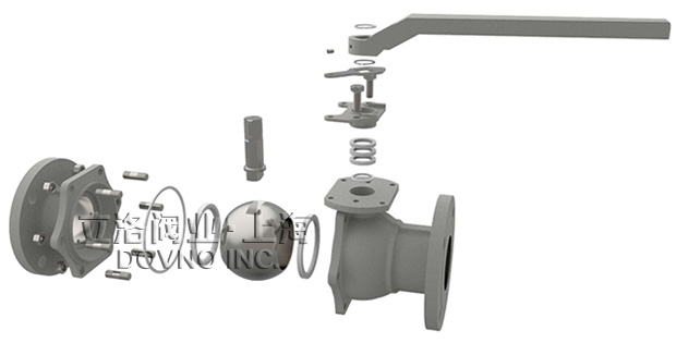不锈钢二片式法兰球阀结构图