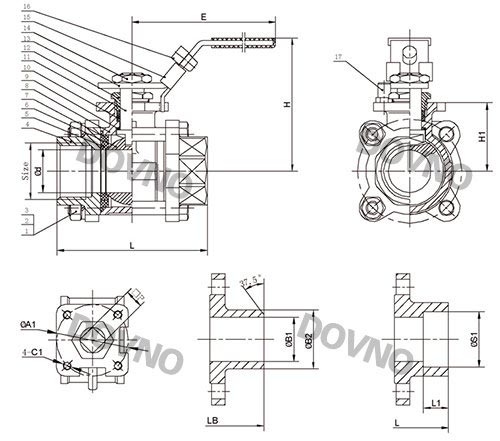 二片式内螺纹球阀结构图