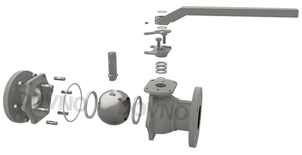 二片式高平台球阀解剖图