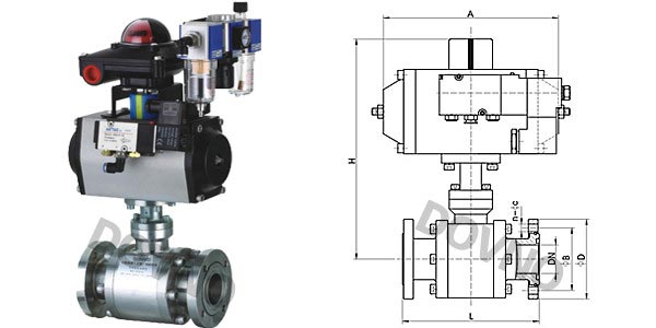 气动法兰高真空压力球阀结构图