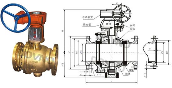 氧气专用球阀结构尺寸图