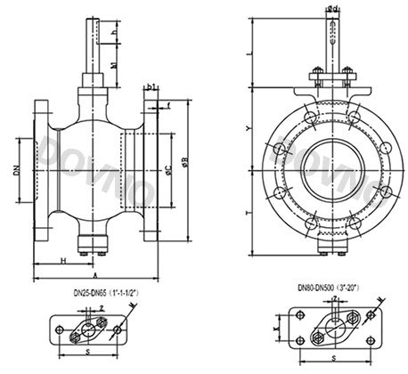 对夹式V型球阀结构图