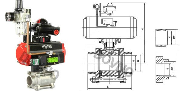 气动内螺纹球阀结构图