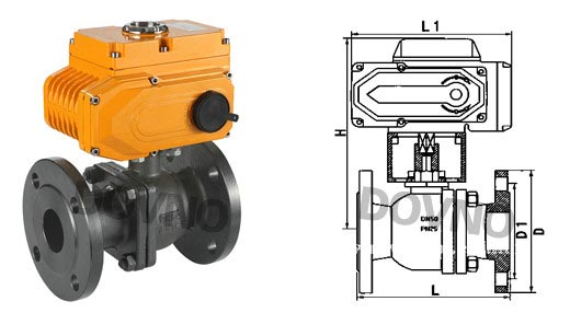 电动法兰球阀结构图