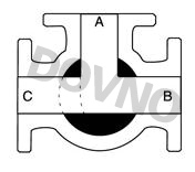 电动内螺纹三通球阀原理图