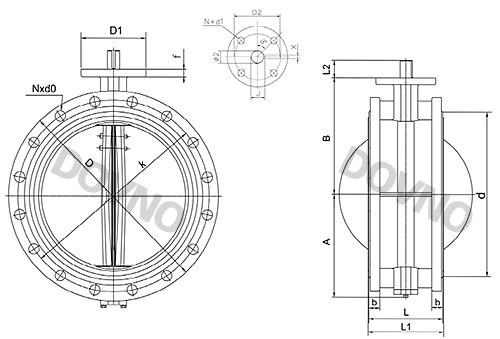 电动法兰蝶阀尺寸图