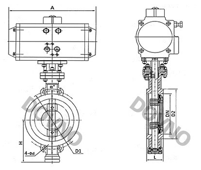 气动硬密封蝶阀结构图