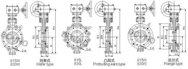 美标凸耳式蝶阀尺寸图