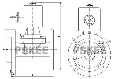 RSPS零压差蒸汽电磁阀尺寸图