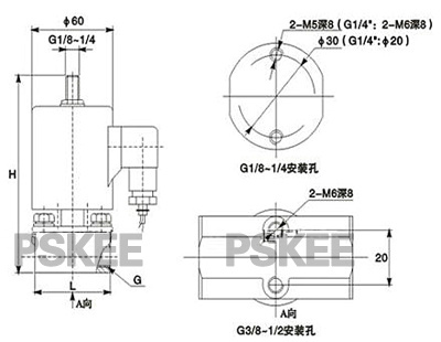 Z3BS二位三通电磁阀尺寸图