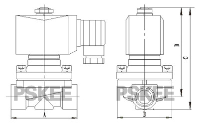 ZCW零压启动膜片电磁阀尺寸图