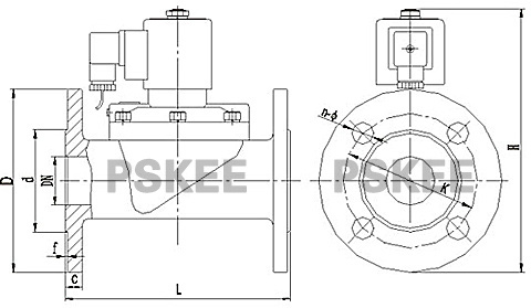 水下专用法兰电磁阀尺寸图
