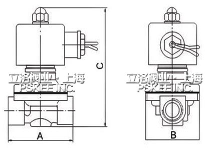 2W黄铜电磁阀尺寸图