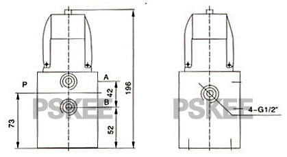 二位四通排泥电磁阀尺寸图