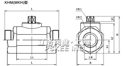 KHM(MKH)系列高压球阀尺寸图