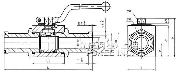 BKH系列高压球阀外形尺寸图