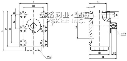 KHP(PKH)系列板式高压球阀尺寸图