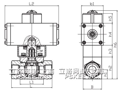 KHB高压气动球阀尺寸图