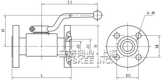 高压球芯截止阀QJH系列法兰连接尺寸
