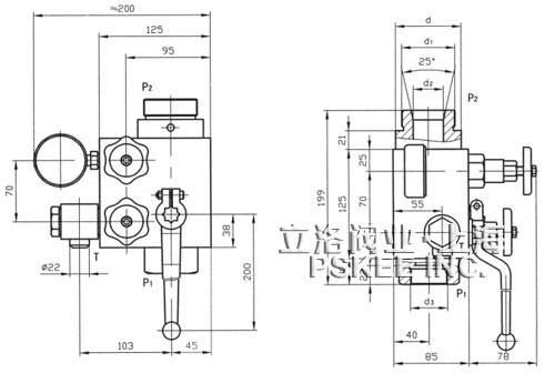  AQF型蓄能器安全球阀尺寸图