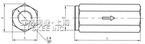 V型直通单向阀尺寸图