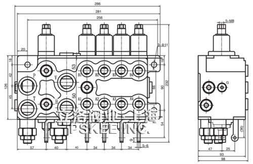 整体式下车多路阀尺寸图