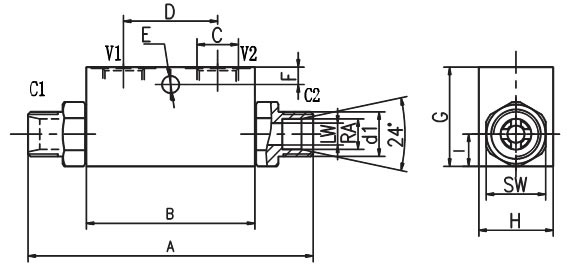 VRPSD单向液压锁外形尺寸图