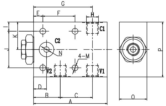 VRPSB单向液压锁外形尺寸图