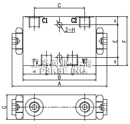 DPOCP管式双向液压锁尺寸图