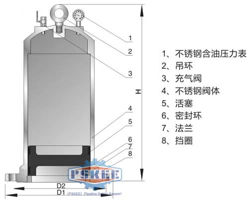 活塞式水锤吸纳器结构图