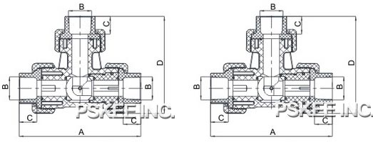 电动三通塑料球阀尺寸图