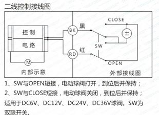 电动三通塑料球阀二线控制模式