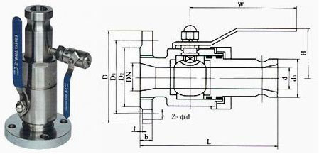 不锈钢槽车球阀尺寸图