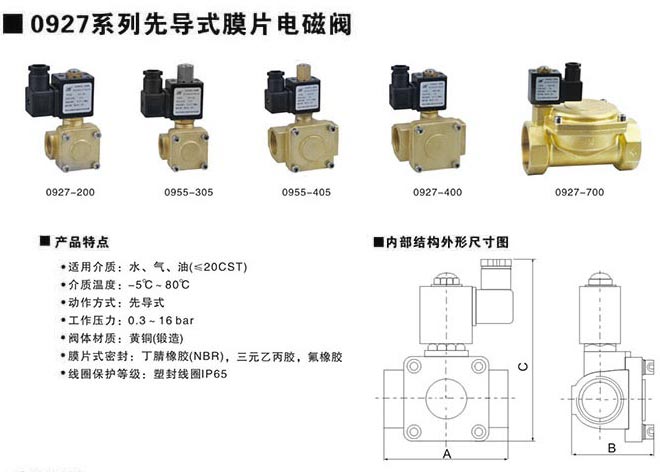 先导式膜片电磁阀尺寸图