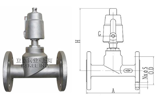 不锈钢直角式气动角座阀尺寸图2