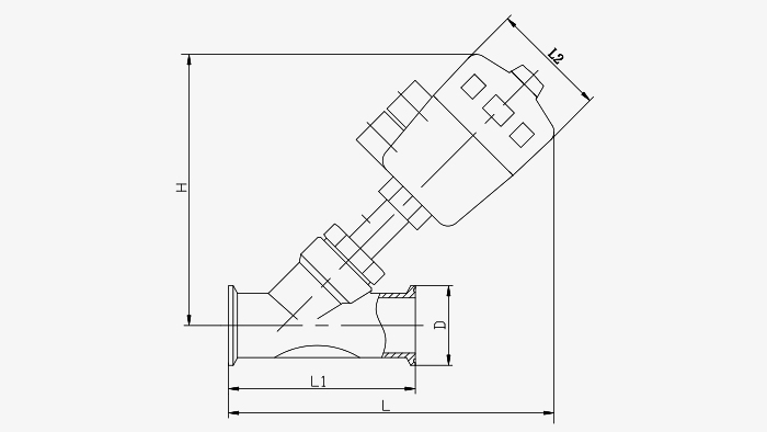 卫生级气动角座阀尺寸图
