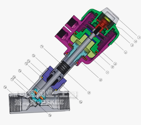 气动法兰角座阀结构图