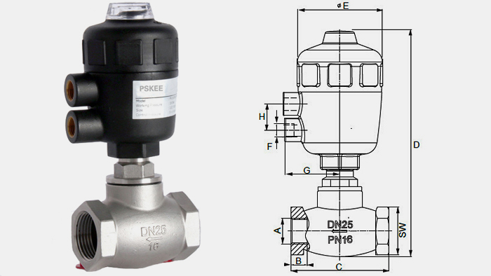 气动腰鼓阀尺寸图