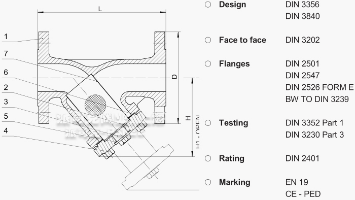德标Y型过滤器尺寸图