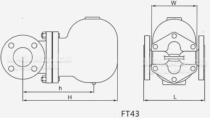 FT43杠杆浮球式蒸汽疏水阀尺寸图