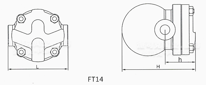 FT14单阀座杠杆浮球式疏水阀尺寸图