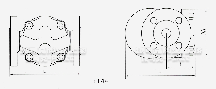 FT44单阀座杠杆浮球式疏水阀尺寸图