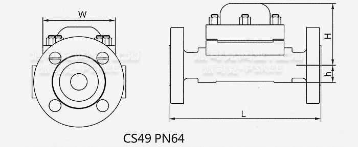 CS49北京式热动力圆盘式疏水阀尺寸图